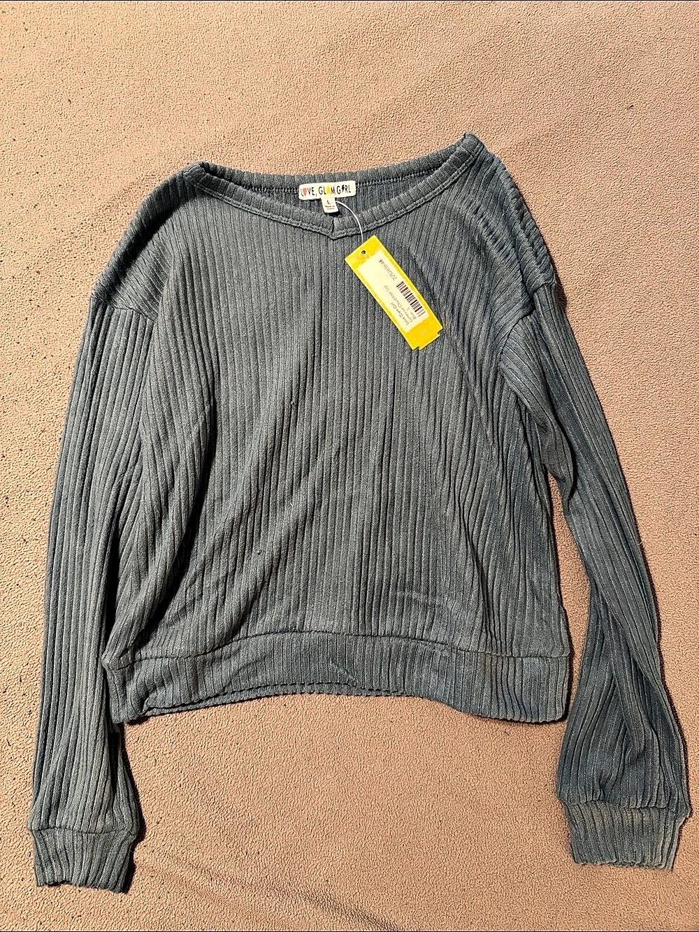 Free People Love Game Girl Top Ribbed Top in Gray NWT